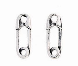 SAFETY PIN STERLING SILVER STUD EARRINGS Approx 10mm LONG