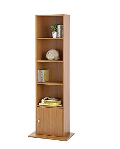 Slim DVD/CD Media Storage Cabinet with Cupboard - Oak Effect