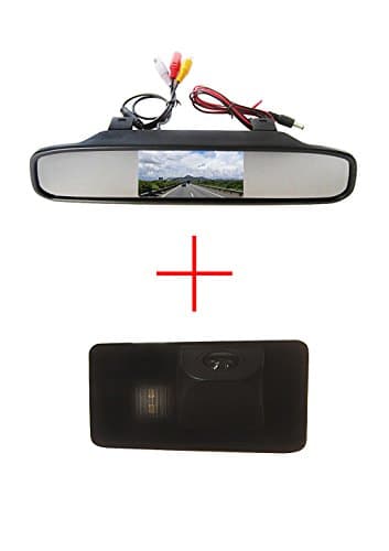 FUWAY CCD Color Car Reverse Rear View Parking Back up Camera for BMW E81 E87 E90 E91 E92 E60 E61 E62 E64 X5 X6, with 4.3 Inch Color LCD TFT Rear View Mirror Monitor Screen Car Backup Monitor