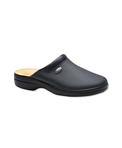 Alexandra Toffeln STC-NU970BK-6 Flex Lite Clog, Plain, Pu Coated Leather, Size: 6, Black