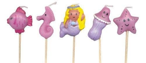 Mermaid Shaped Party Pick Candles (5 Pack)