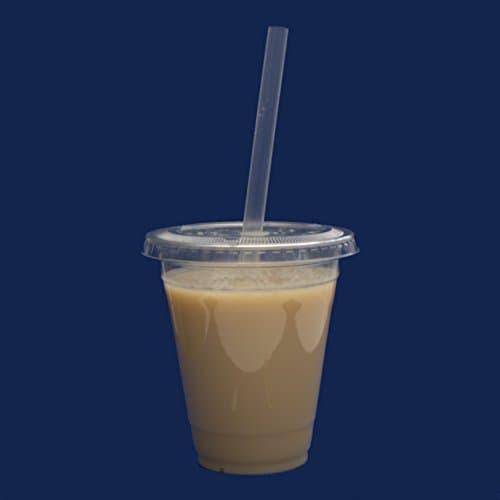 12oz Clear Plastic Smoothie Cups with Flat lids and Straws (400)