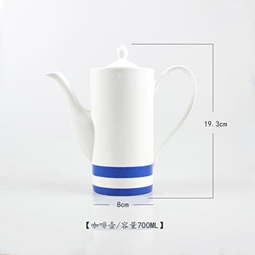 TIANLIANG04 Mugs Cups、Coffee Cups Navy Blue Stripe Ceramic Tableware Tray Dish Steak Mug Coffee Cup Tea Pot Dish Milk Pot Sugar Cup,Flower Tea Pot