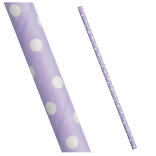 Paper Drinking Straws - Lilac with White Spot - 25 Pack