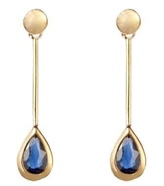 9ct Yellow Gold Real Sapphire Drop Earring