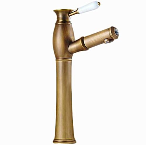 High-Quality Gold All Bronze Antique Pull Type Basin Faucet , Antique High,antique high