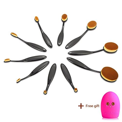 Makeup Brush Set,Professional Oval Makeup Brushes Features Powder, Concealer, Contour Brush,Foundation Brush,Blending,Eyebrows,Blush ,Eye Liner Brushes with Soft Toothbrush Design With Brush Cleaner