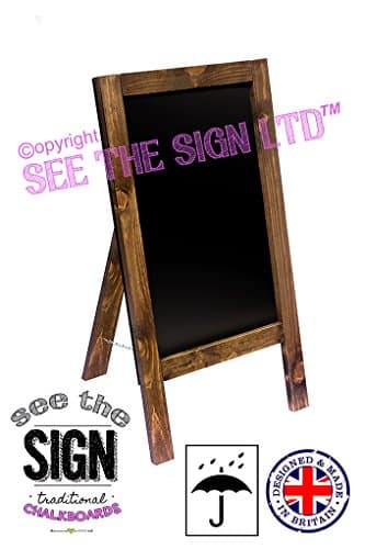 Single Sided Medium Oak Chalkboard/Blackboard. Fitted with Tough Melamine™ Hard Plastic, Non Porous Panels - Easy to Clean. 80cm x 40cm for Chalk Markers and Chalk.