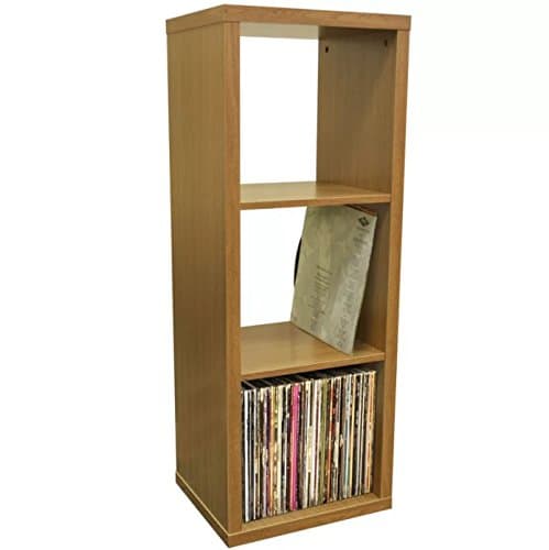 Traditional 3 Cubby Media Storage Rack - Designed Specifically With Vinyl Storage - Can Also Be Used For Ornaments, CDs, DVDs