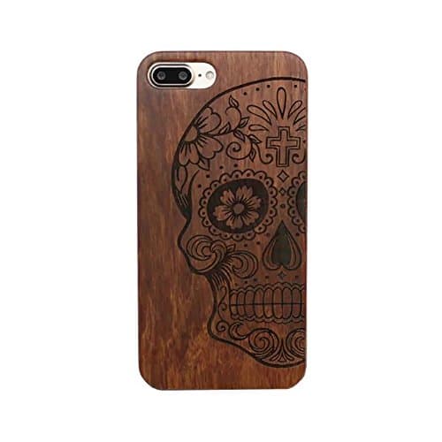 Iphone 7 Plus Case,CARYYCY Unique Natural Hardmade Wood Protective Cases With PC Shockproof Protective Wooden Cover Cases for Apple iPhone 7 5.5 inch (Skeleton)