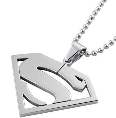 Superman Pendant and Silver Chain Necklace