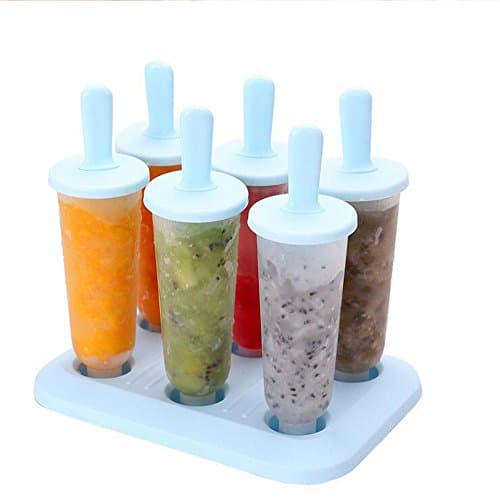 Ericoy6 Pcs Square design Ice Cream Pop Molds Maker Popsicle Molds Frozen Ice Cream Yogurt Jelly Pop Mold Popsicle Maker Lolly Mould Tray Pan Set (Blue)