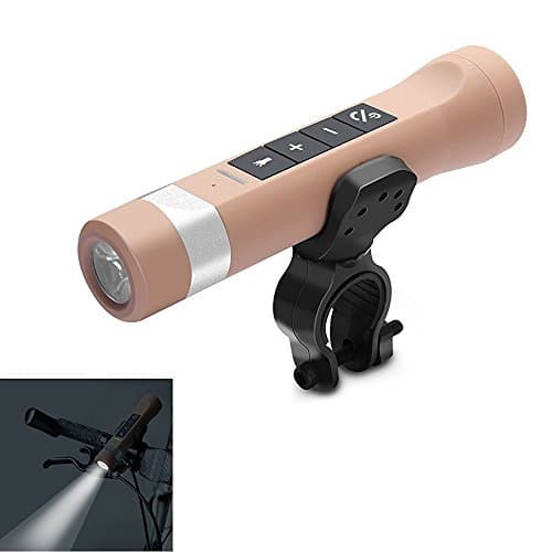 Outdoor Wireless Speaker Handsfree Call Answering LED Flashlight Torch Light Pocket Lamp 2200mAh Power Bank Bluetooth Car Bicycle Speaker (Light Coffee)