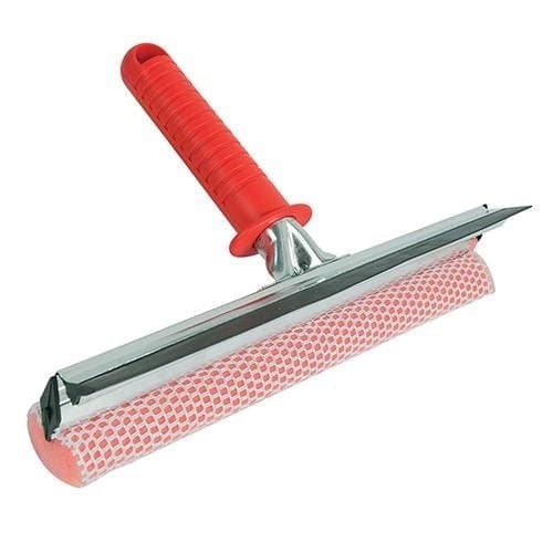 Hand Squeegee with Rubber Blade, Foam Sponge Washer – Plastic, Zinc Plated Cleaning Accessory for Households, Hotels, Restaurants. Janitorial Supplies