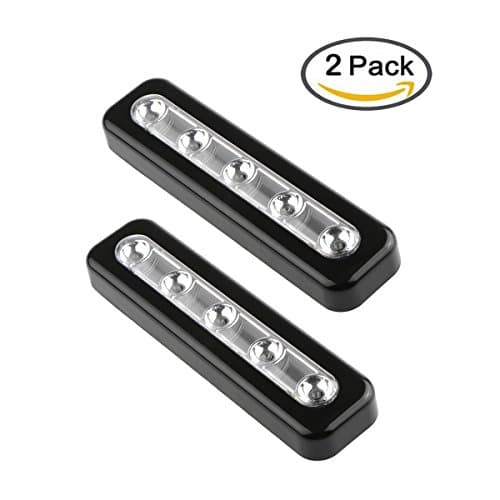 Touch Light, A0ZBZ LED Touch Operated Battery Cupboard Light, LED Night Light for Closets, Cool White, 5 Leds, Stick On Everywhere, Set of 2