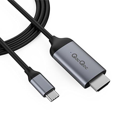 QacQoc USB C to HDMI Cable USB 3.1 Type-C Male to HDMI Male 4K@60Hz Adapter Cable for 2016 MacBook Pro, 2015/2016 Macbook, HP Spectre, Dell XPS and more (Sky Grey)