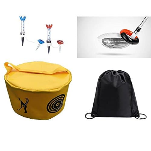 Golf Swing Impact Power Smash Bag Training Set with Weight Power Swing Ring, Lead Weight Tapes, Magnet Tee, Cinch Sack