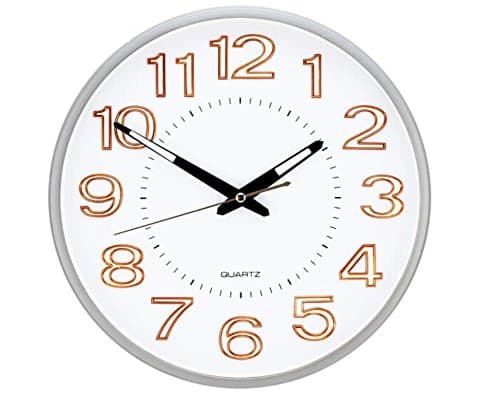 Cunclock The Living Room Wall Clock Clock Mute Round The Clock Luminous Quartz Clock 33Cm,Champagne Silver