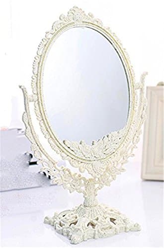 HJHET Continental retro simple desktop makeup mirrors desktop quarters vanity mirror beauty Princess Folding Mirror Magnifier
