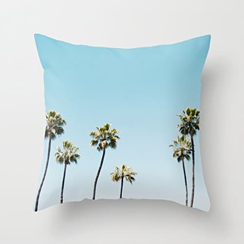 Summer Palm Tree Pillow Covers Decorative Accent Pillows Cases 18 X 18 for Teen Girls Bed Rooms Decor