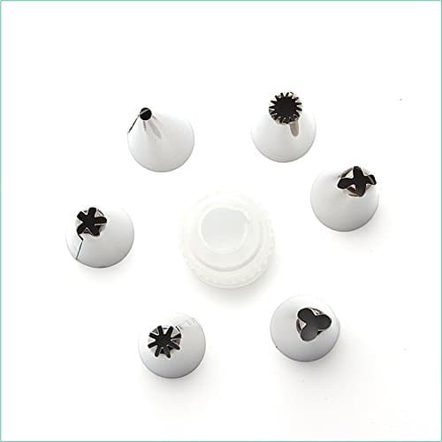6 Pieces Cake Piping Icing Nozzles Tips Kit Set with 10 Reusable Piping Bags, Stainless Steel Cakes Cupcakes Decorating Cookies Pastry Tool