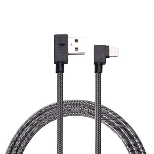 90 Degree Lightning Cable QGhappy 3.3FT/1M iPhone Charger [Apple MFi Certified] for iPhone 7 Plus 6S Plus 6 Plus SE 5S 5C 5, iPad 2 3 4 Mini, iPad Pro Air 2, iPod and More - Gray
