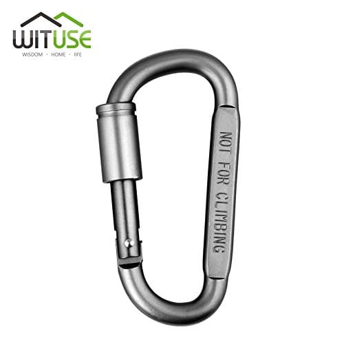 WITUSE Grey D-Shape Carabiner Safety Lock Snap Key Chain Hook Carrige Tent Buckle