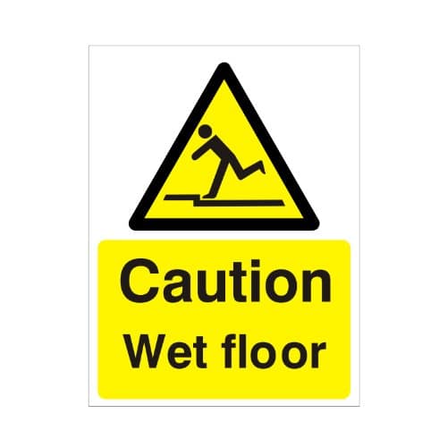 Caution Wet Floor Sign 150mm x 200mm - Rigid Plastic