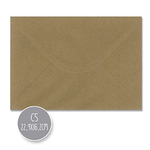 Kraft Wedding Envelopes, Various Sizes, 110 g 22,9x16,2cm C5