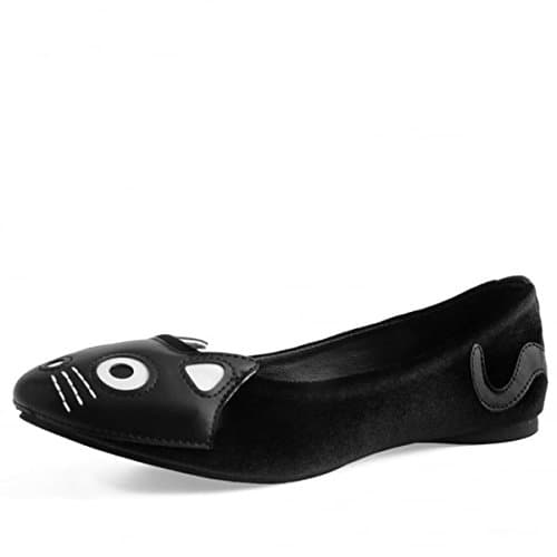 Women's Black Velvet Kitty Flats