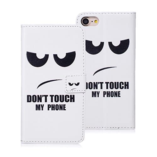 AllDo iPhone 7 Case PU Leather Cover Flip Wallet Case Folio Holster Slim Light Skin Book Style Shell Stylish Pattern Cover High-Quality Sleeve Full Protection Bumper With Magnetic Closure and Card Slots iPhone 7 Cover - Angry Monster