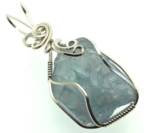 Celestite Gemstone Silver Filled Wire Wrapped Pendant