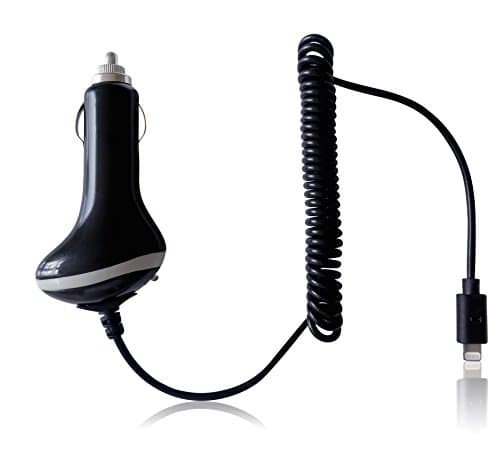 Car Charger with lightning Cable for iPhone 6 6S 6 Plus 6S plus 7 Plus 7 5s 5c 5,iPad Air 2 Mini 4 Pro and iPod (BLACK)