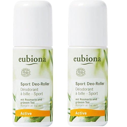 EubionaActive Sport Deodorant Roll-On Pack of 2 (2 x 50 ml) (Organic, Vegan, Natural Cosmetics) Deodorant Roll-On x2