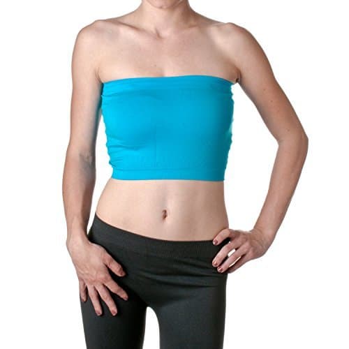 2NE1 Apparel Women's Basic Stretch Layer Seamless Tube Bra Bandeau Top -  Blue -