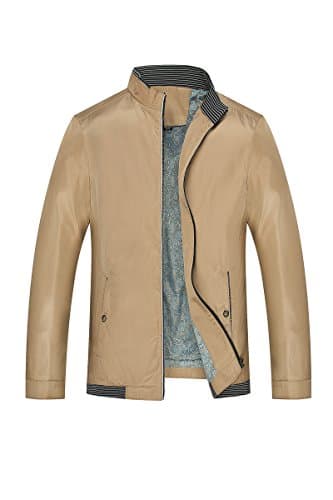 DYF Coat Jacket Big Solid Color Collar Long sleeve Zipper Pocket button,Khaki,210