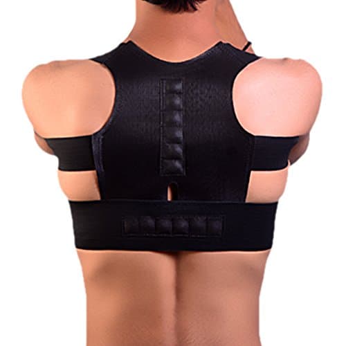 Power Magnetic Back Shoulder Posture Corrector Support Vest Unisex Adjustable (Sizes Small-XXL) (Small, Black)