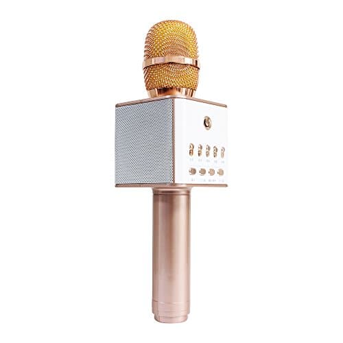 Wireless Karaoke KTV Microphone SIBORIE TF Card Bluetooth Micro SD Card Bass Treb Portable Microphone Machine for Android Apple Smartphone or PCrecording q16 (Gold)