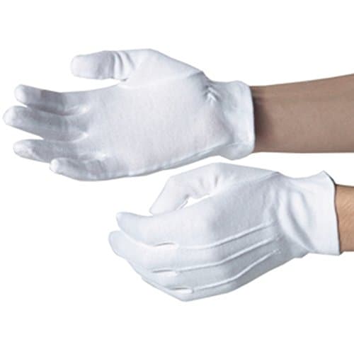 Higher Quality, White gloves with elasticated wrist, Stitched tops, by Jubert Linen Company, Large