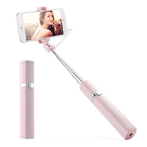 BLUBOO S3 Selfie Sticks One-Piece U-Shape Wired Handheld Monopod for Most Other Smartphones of IOS and Android System [Pink]