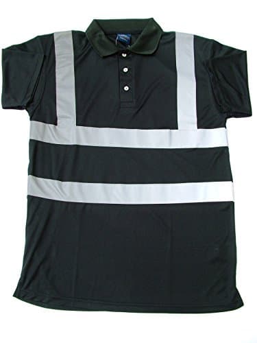 Black High Vis Polo Shirt - Security Printed - M