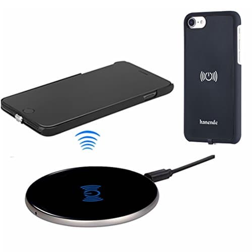 hanende Wireless Charger Kit for iPhone 7, [Sleep-Friendly] Qi Wireless Charging Pad and Wireless Receiver Case for iPhone 7 (Black)