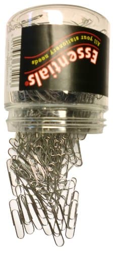 Whitecroft Essentials Stationery Tubs 32mm Large Paper Clips - Plain (Pack of 500)