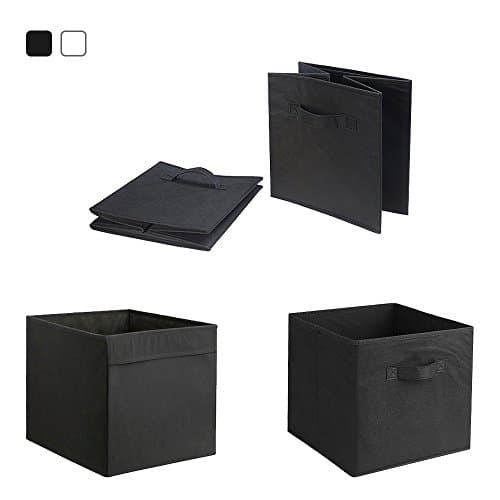 Storage Boxes Foldable Fabric Cubes Kids Bedroom Office Box (black)