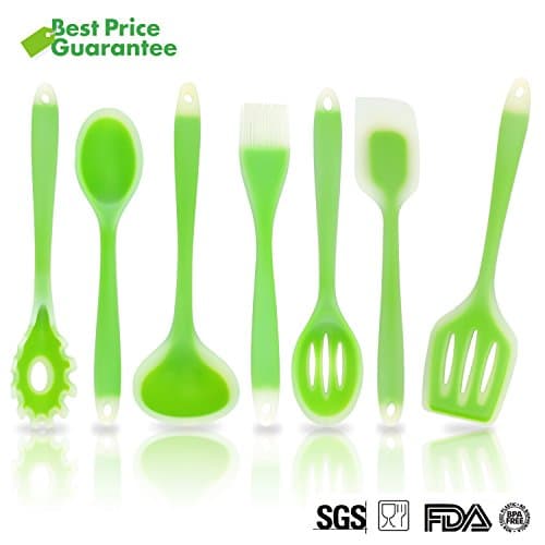 KALREDE Cooking Utensils Silicone-7 Piece Silicone kitchen Tools set For Pans,Pots Cooking &amp; Baking(Green)