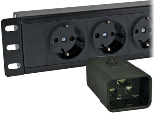 6 Way Schuko 19" Horizontal Rack Mount PDU - 16amp IEC C20