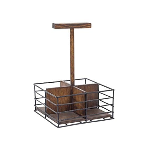 Rustic wood condiment holder with metal framework Condiment caddy Spices rack wooden Oil rack organiser Spices storage kitchen Made in UKRAINE