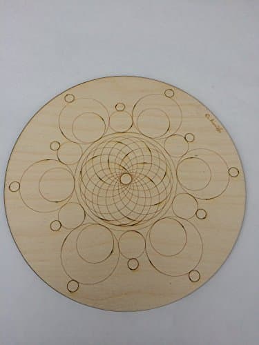 Medium Crystal Grid Plate Hexa-Torus Design Sacred Geometry Healing Spiritual Reiki Metaphysical Wooden Crystal Grid