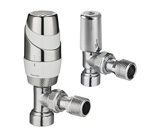 Terrier 632336 Gloss White Valve with 10 mm Chrome Angle Bodied and Lock Shield Valve