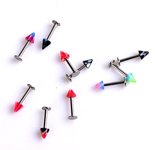 10 Assorted Spike and Ball Lip or Tragus Bars (10 Lip Spike Bars)